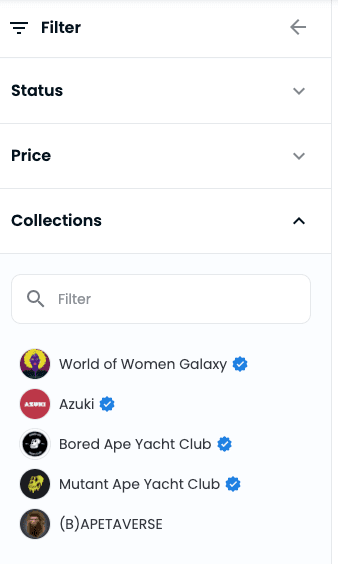 OpenSeaの「Collections（コレクション）」で絞り込む