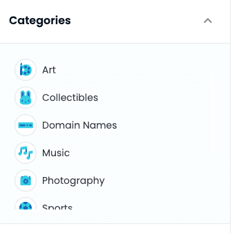 OpenSeaの「Categories（カテゴリー）」で絞り込む